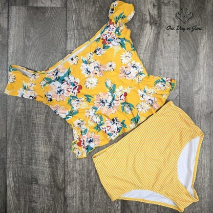 Ferbia High Waist Falbala Bikini Swimsuit Size L