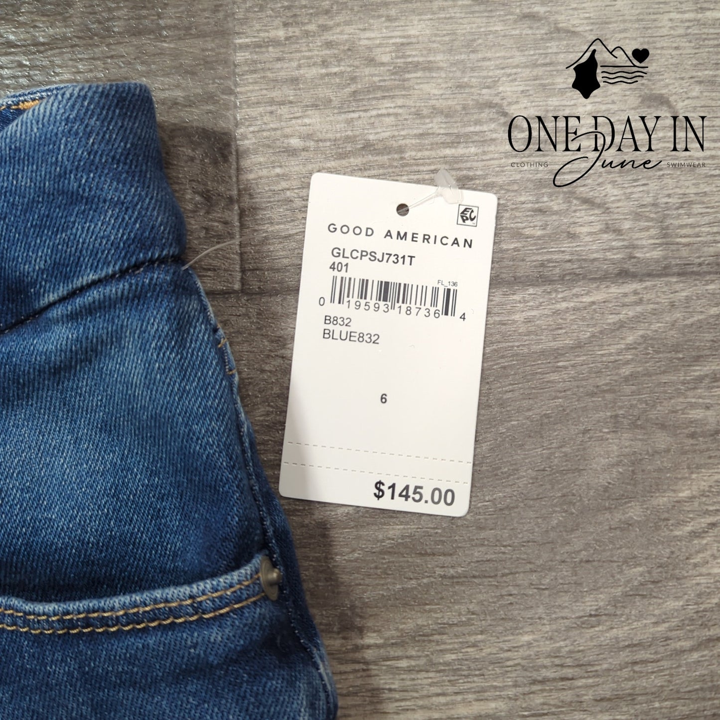 Good American Good Legs Skinny Jeans High Rise Distressed Blue NWT Size 6