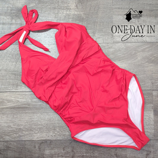 Aleumdr Halter Cross Front One Piece Swimsuit Size M
