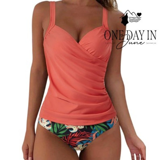 Suuksess Halter Cross Front Tankini Swimsuit Size L