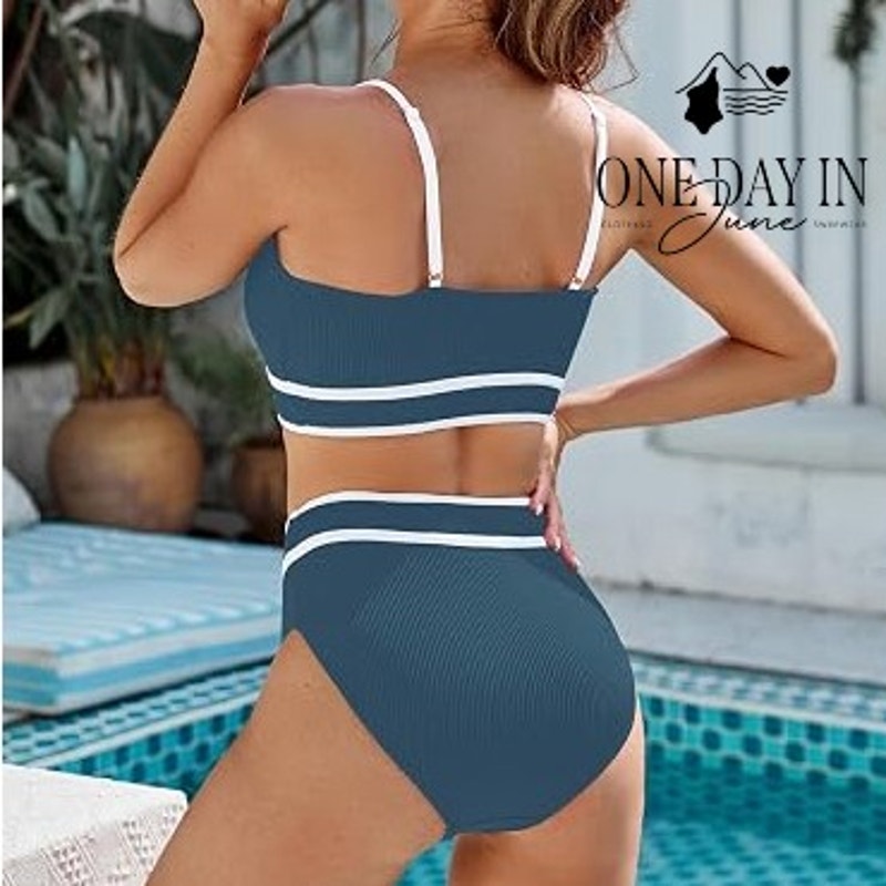 Blooming Jelly Ribbed High Waist Bikini Swimsuit Size L