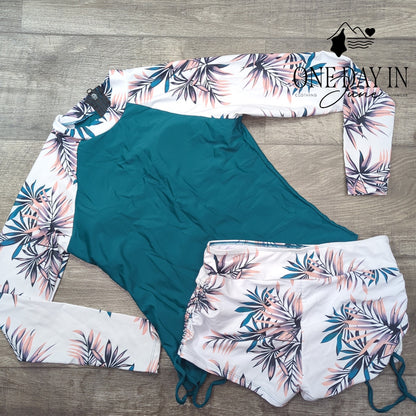 Adisputent Long Sleeve Rashguard Tankini Swimsuit Size M