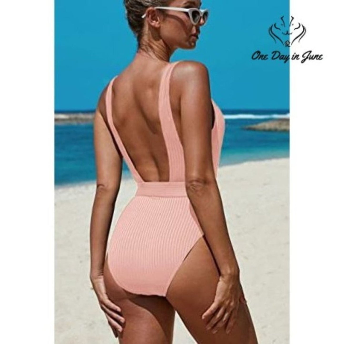 Prettygarden U Neck Slimming Strap Backless One Piece Swimsuit Size S