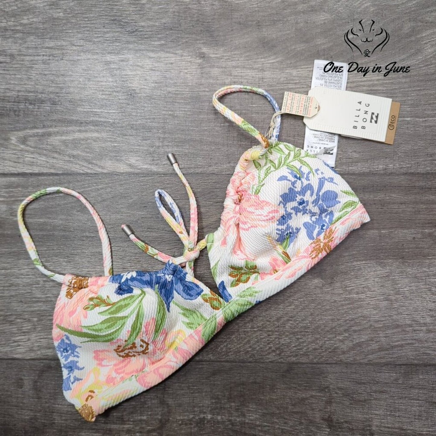 Billabong UR A Dream Coco Bralette Bikini Top Floral 14 NWT $65.95 Size XL