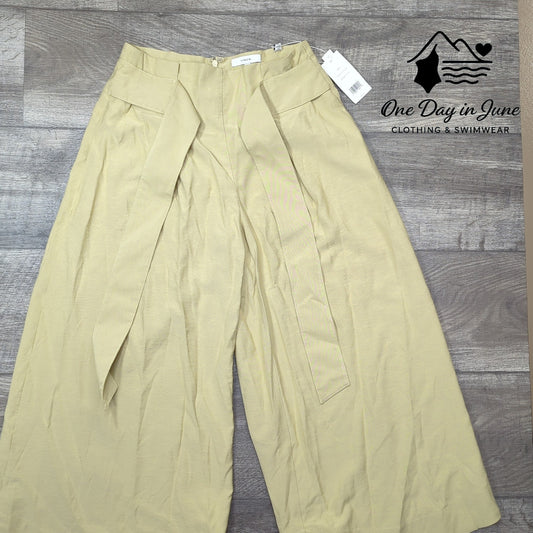 Vince Wide Leg Crop Pants Maize Beige Belted High Rise NWT $395 Size 0