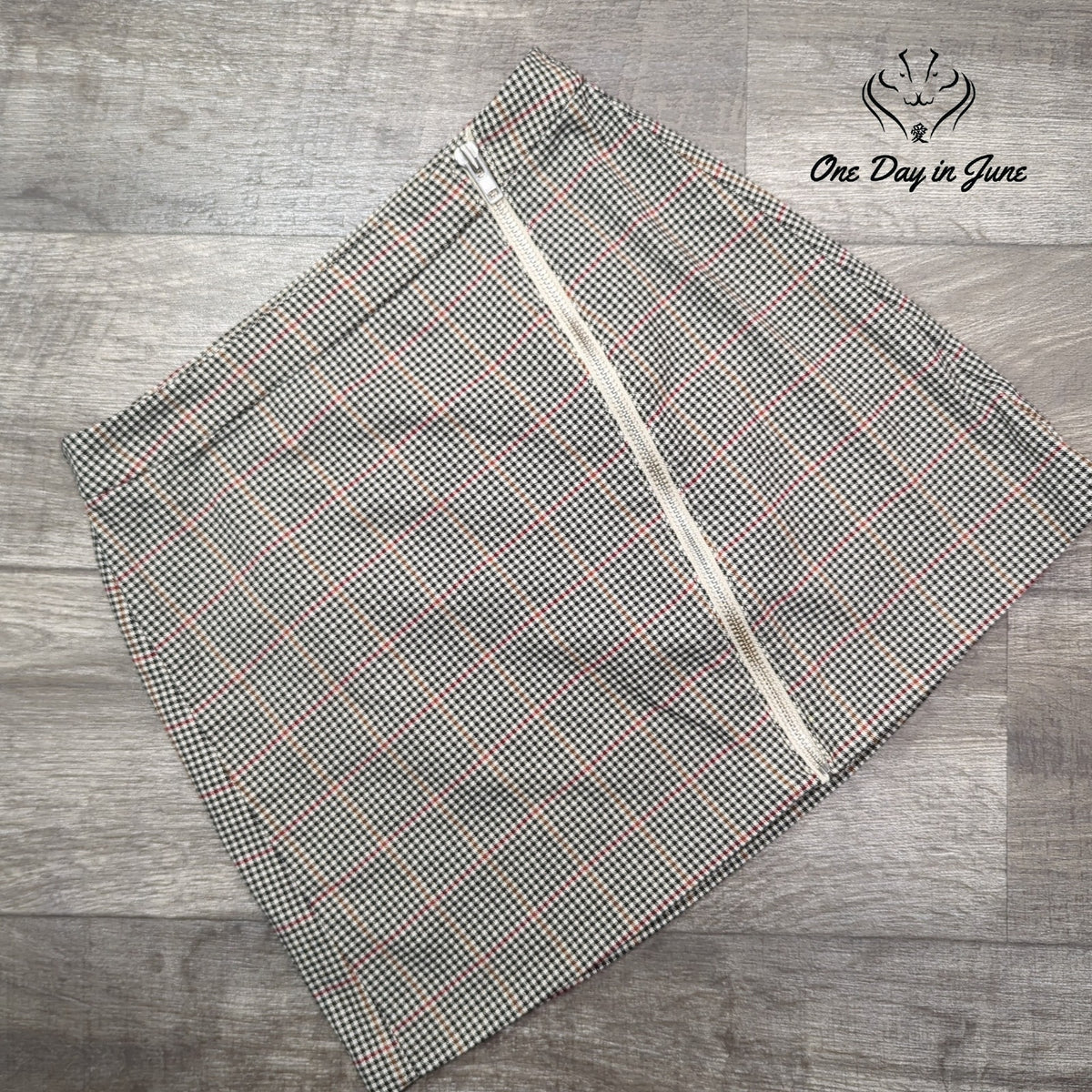 Arizona Jean Co. Plaid Zip Front Mini Skirt Houndstooth Y2K Juniors Size 11