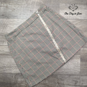 Arizona Jean Co. Plaid Zip Front Mini Skirt Houndstooth Y2K Juniors Size 11
