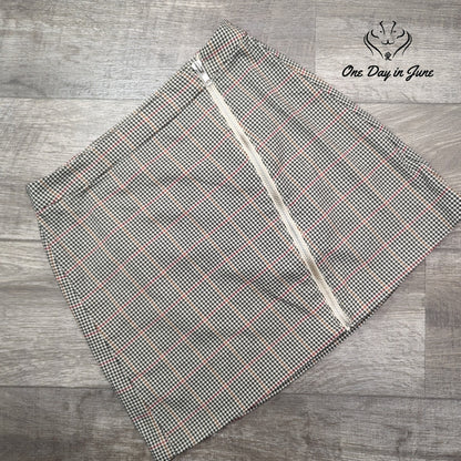 Arizona Jean Co. Plaid Zip Front Mini Skirt Houndstooth Y2K Juniors Size 11