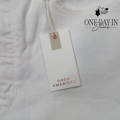 Good American Good Straight Raw Hem Jeans White NWT Size 10 (30)