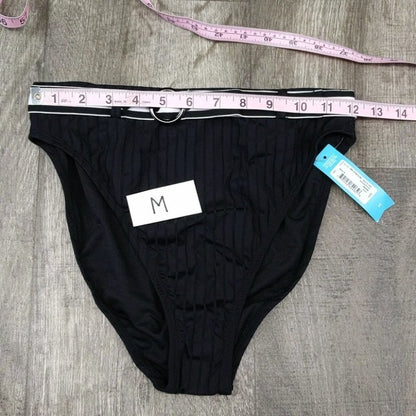 Ambrielle Ribbed High Waist Bikini Bottom Size M
