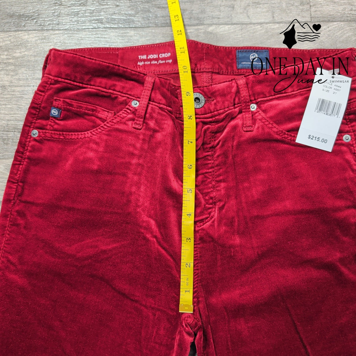 AG Adriano Goldschmied The Jodi Crop Velvet High Rise Flare Pant NWT $215 Size 4