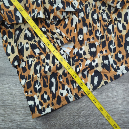 Into The Bleu Leopard Flounce Tankini Top Size M