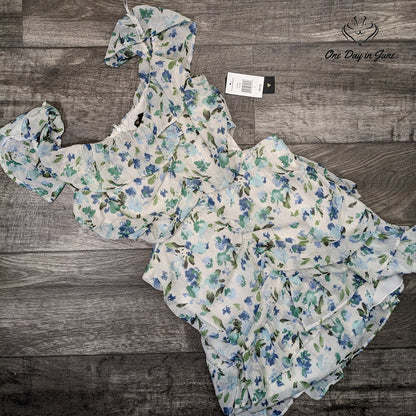 City Triangles Juniors Floral Ruffle Side Cutout Mini Dress NWT Size 15