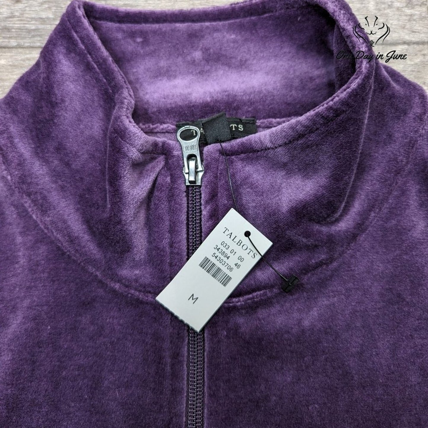 Talbots Velour Zip Front Sweatshirt Size M