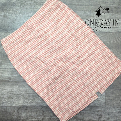 Loft Pencil Skirt Coral Pink White Striped Textured Lined Size 6