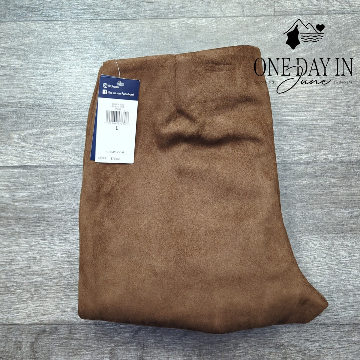 Chaps Faux Suede Pull On Ankle Pants Brown Side Zip NWT Size L