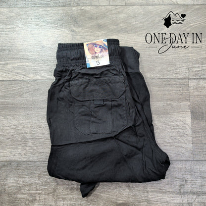 Rewash Drawstring Utility Cargo Pants Black NWT 100% Rayon Size S