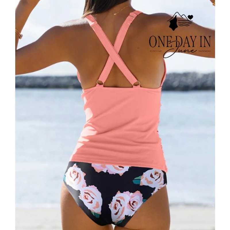 Beachsissi V Front Tummy Control Tankini Swimsuit Size L