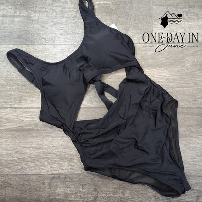 Vimpunec Tie Back Cut Out One Piece Swimsuit Size M