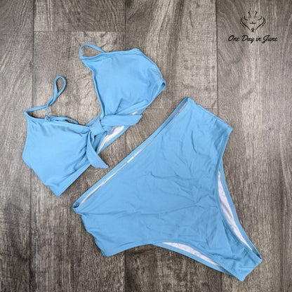 Honlyps Tie Knot High Cut Bikini Swimsuit Size L