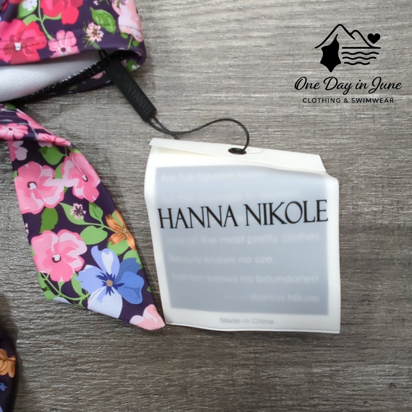 Hanna Nikole Plus Size Cross Front High Waist Floral Bikini Swimsuit Size 12W