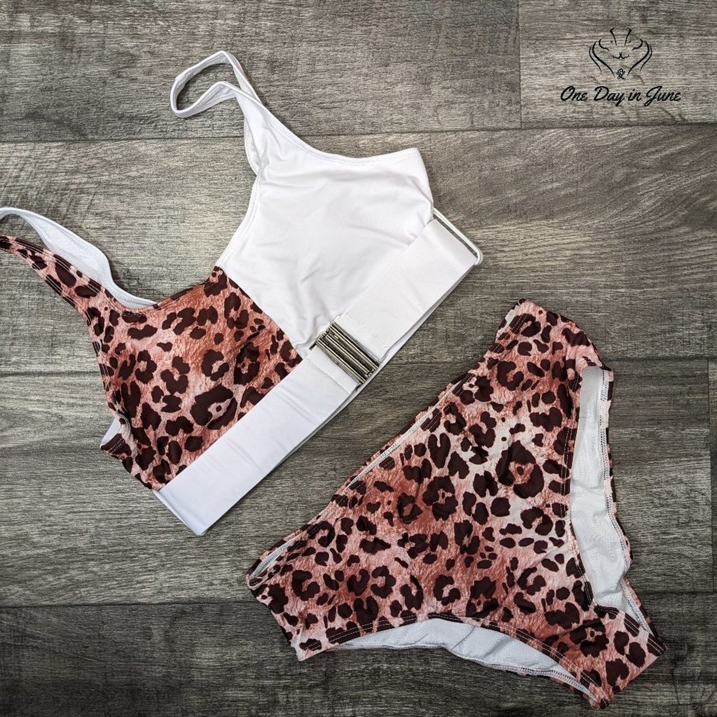 Combor High Waist Leopard Bikini Swimsuit Size L