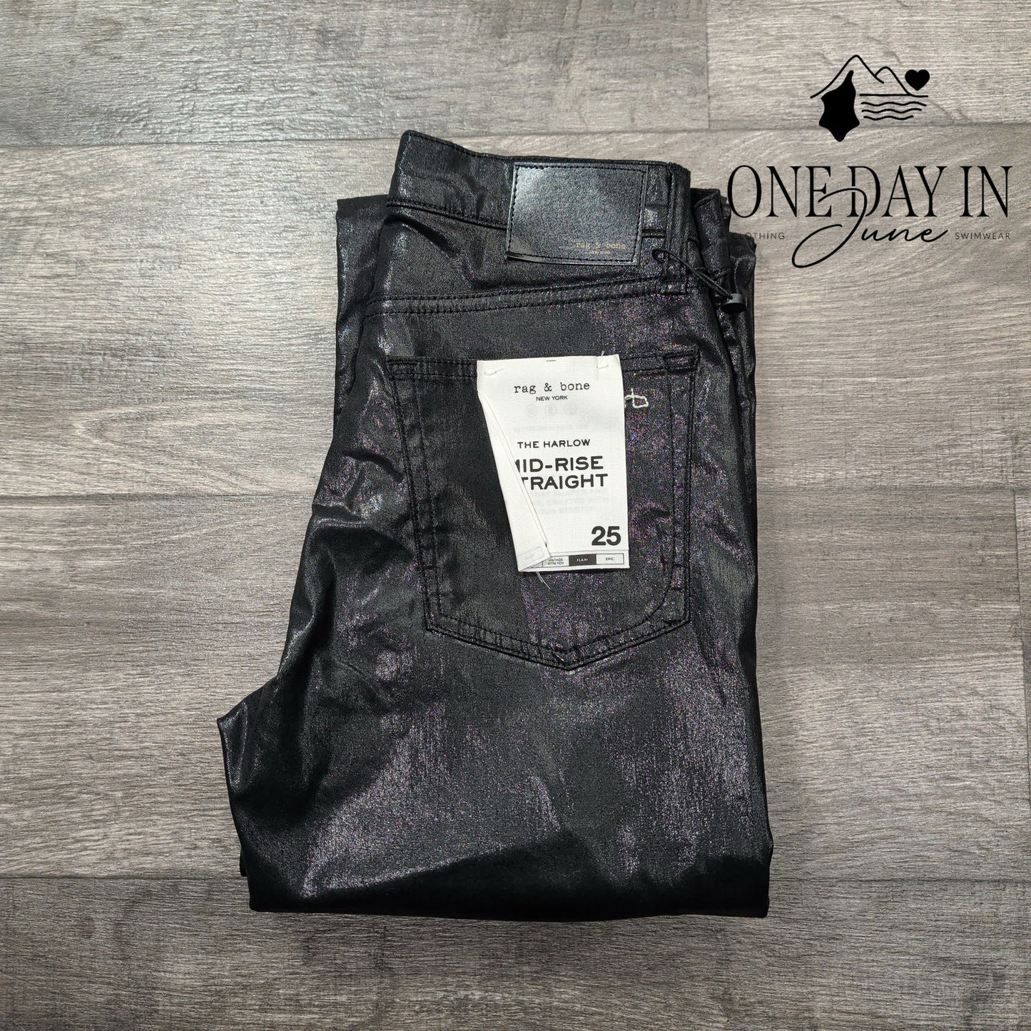 Rag & Bone The Harlow Mid Rise Straight Coated Denim Jeans Size 0 (25)