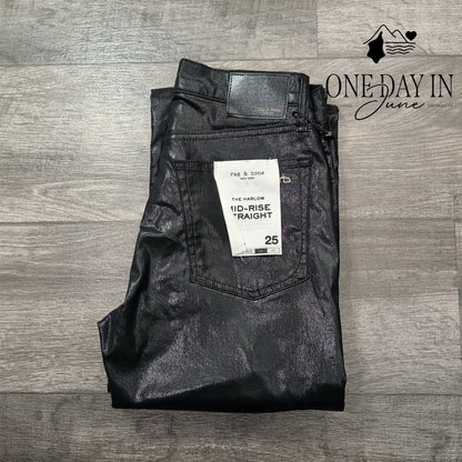 Rag & Bone The Harlow Mid Rise Straight Coated Denim Jeans Size 0 (25)