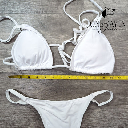 Aleumdr Adjustable Triangle Thong Bikini Swimsuit Size M