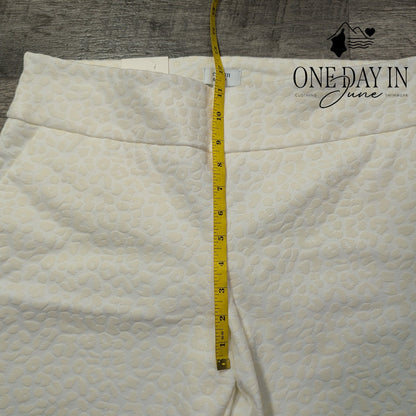 Crown & Ivy Tech Stretch Leopard Jacquard Ankle Pants Ivory NWT Size 14