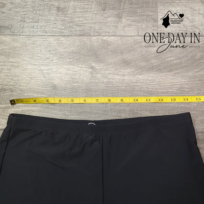 Yonique Boyshort Bikini Bottom Black High Waist Swim Shorts NWT Size L