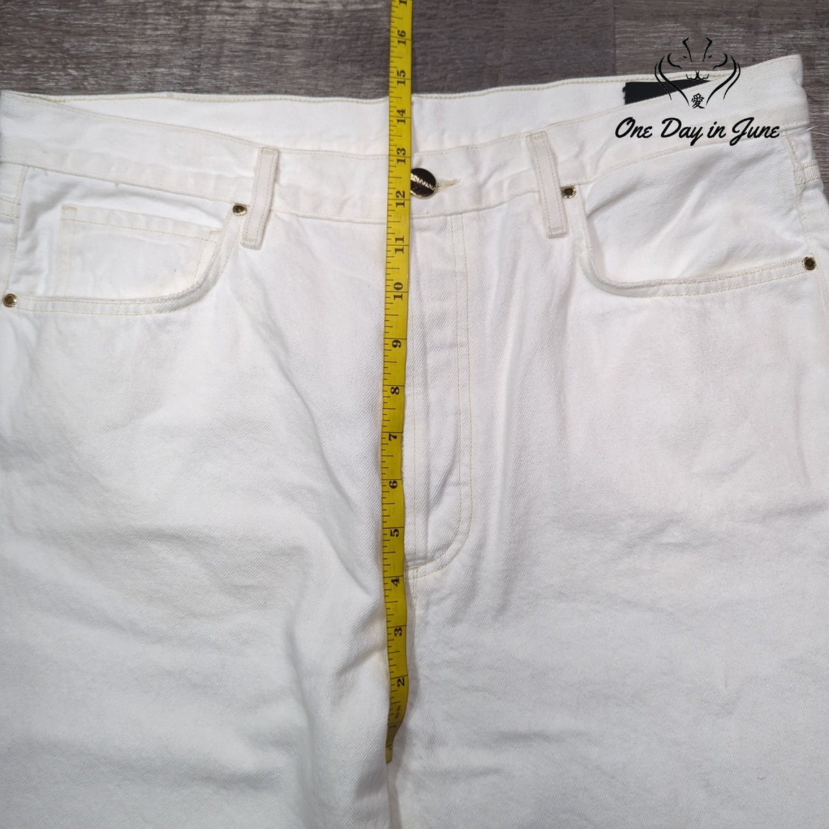 Goldsign Straight Leg Button Fly Jeans Ivory White Designer Denim Size 31 (12)