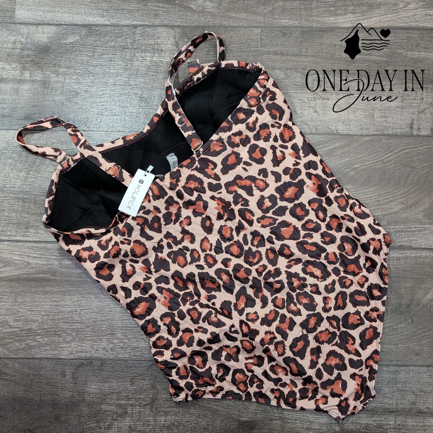 Holipick Plus Size Leopard One Piece Swimsuit Size 20W