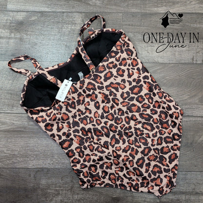 Holipick Plus Size Leopard One Piece Swimsuit Size 20W