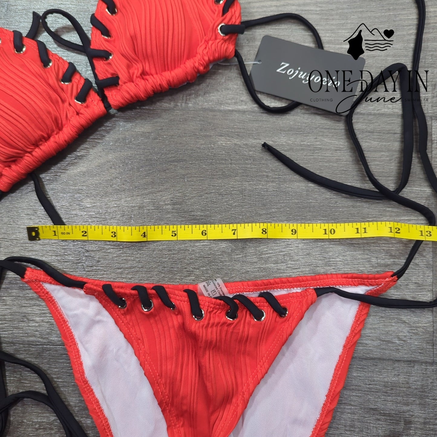 Zoyuyozio Adjustable Triangle Tie Side Bikini Swimsuit Size S