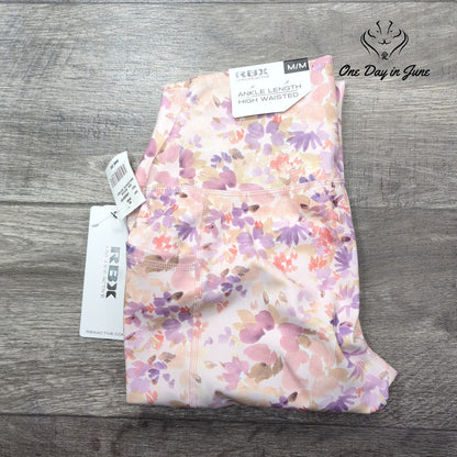 RBX Performance Delicate Ditsy Ankle Length High Waisted Yoga Pants Size M