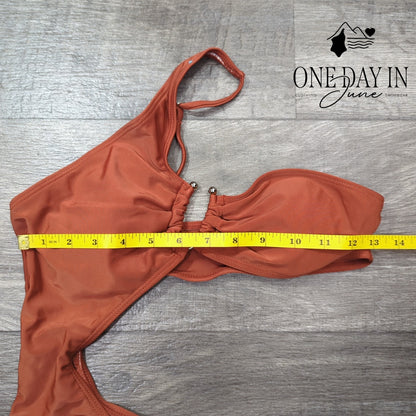 Aleumdr One Shoulder Ring Cutout One Piece Swimsuit Size S