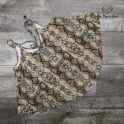 Amzbrly Loose Fit Flowing Snakeskin Print Strappy Tank Top Size XS