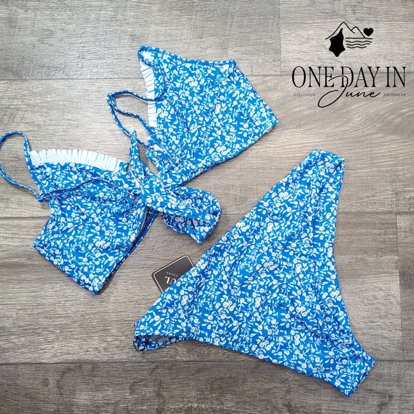 Zaful Tie Back Underwire Floral Bikini Swimsuit Size M
