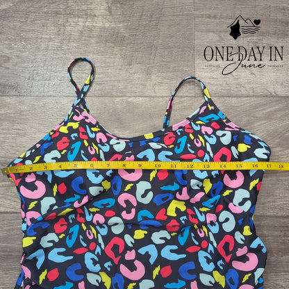 Aimage NWT Ring Back One Piece Swimsuit Multicolor High Cut O-Ring Size XL