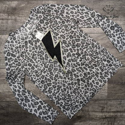Cato Leopard Print Flash Logo Long Sleeve T Shirt Size XS