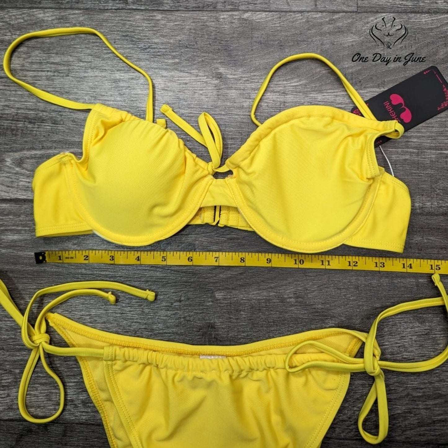 Shekini Drawstring Underwire Tie Side Bikini Swimsuit Size M