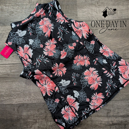 Woweny Sleeveless Rashguard Bikini Top Size L