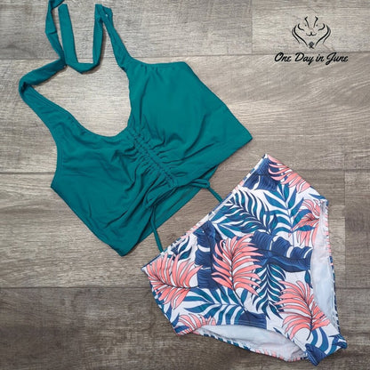 Mukeyo High Waist Draw String Top Bikini Swimsuit Size S