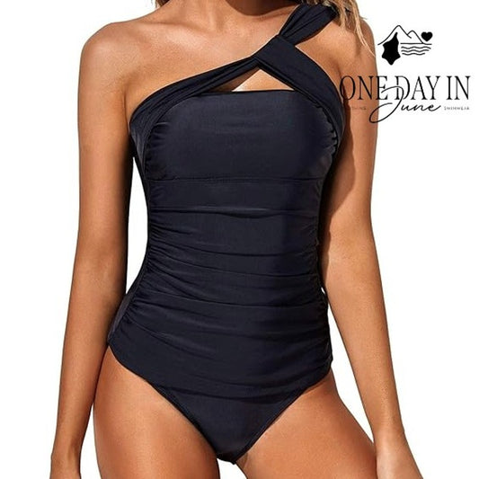 Tempt Me One Shoulder Tankini Swimsuit Size XL