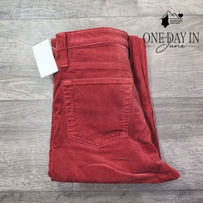 AG Adriano Goldschmied Corduroy Straight Leg Pants Rust Red NWT Size 4 (27)