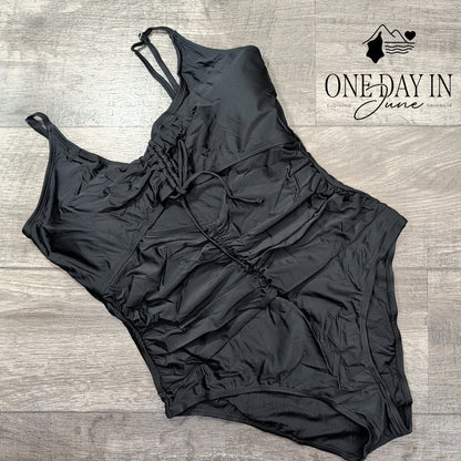 Pink Queen Cutout Ruched One Piece Swimsuit Size XL