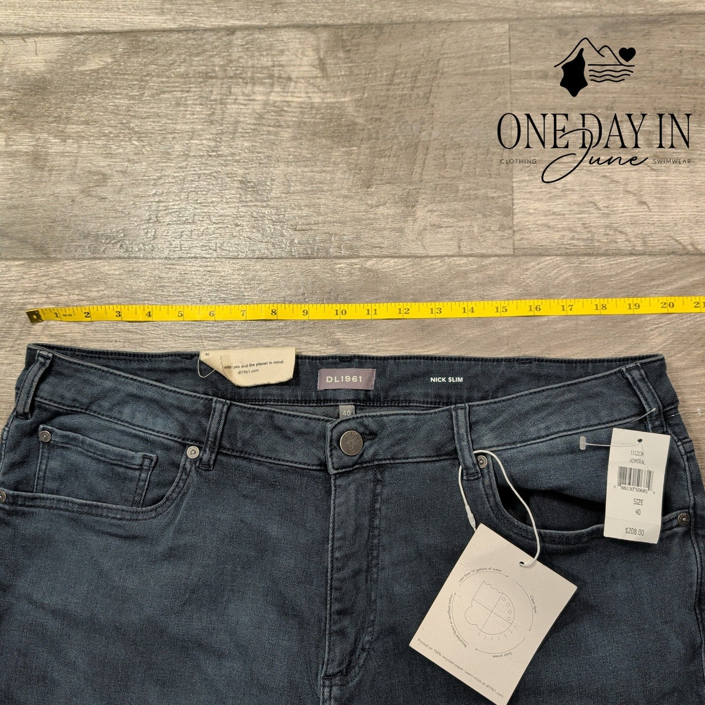 DL1961 Nick Slim Jeans Admiral Dark Wash DL Ultimate Stretch NWT Size 40X34