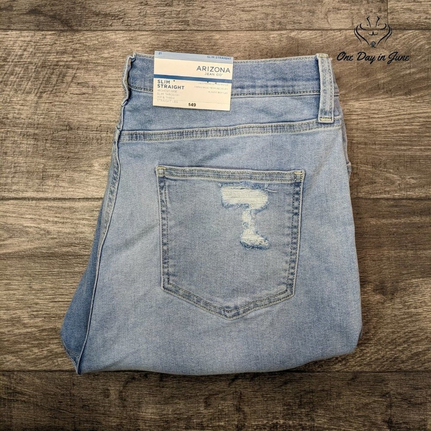 Arizona Jean Co. Juniors Highest Rise Slim Straight Size 21