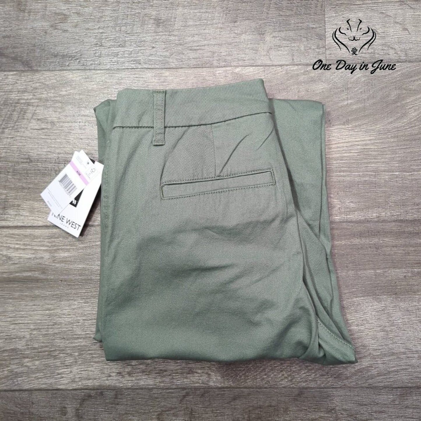 Nine West Chino Wide Leg Crop Pants Agave Green High Rise NWT Size 6